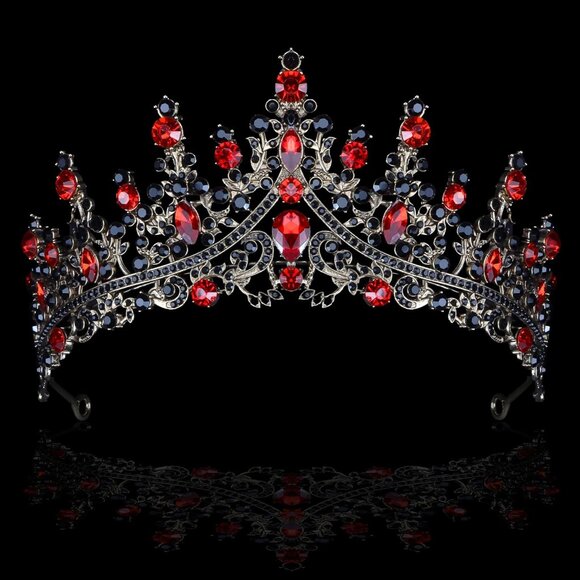 Gothic Crown Tiara for Women Queen of Hearts Costume Halloween Party Accessory - Picture 1 of 7